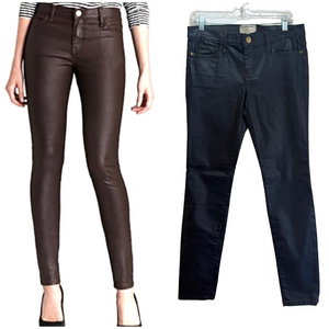 CURRENT/ELLIOT High-rise Coated Denim Pants